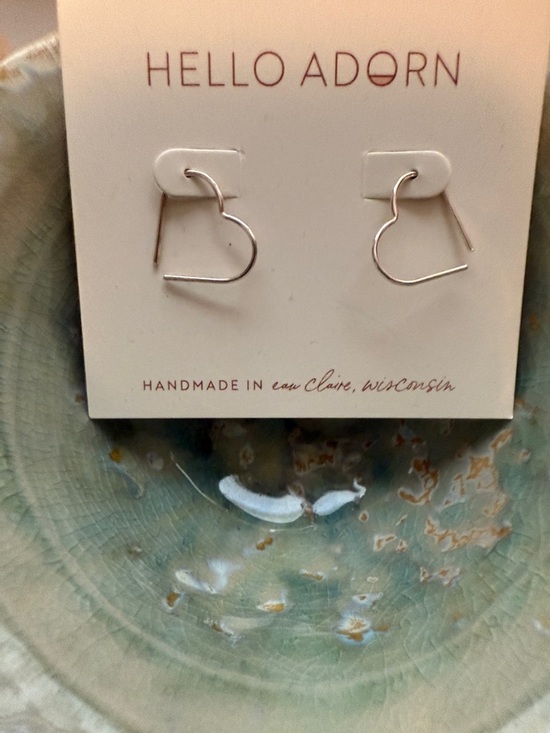Jewelry - Hello Adorn Silver Heart Wire Hoop Earrings